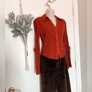 Andrew & Co. Gauze Bell Sleeve Button Down